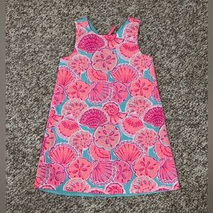 Tommy Bahama Girls 5 Vibrant Pink/Blue/Purple Seashell/Starfish Shift Dress EUC!